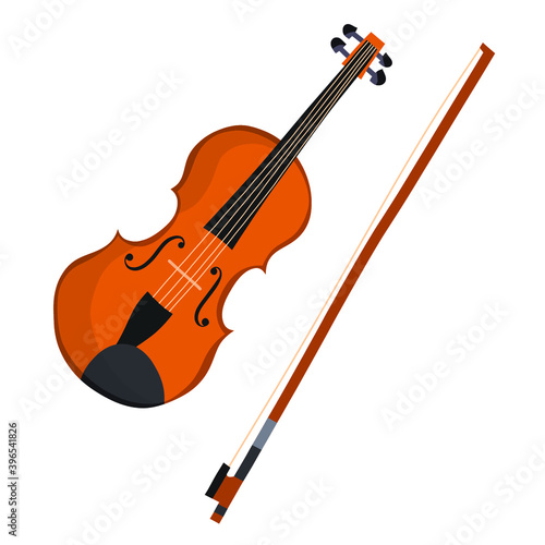 Flat violin on white background.
