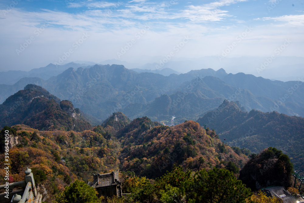 High view of Golden Palace (Palace of Harmony) is located on the highest peak in Wudang. High view of Golden Palace (Palace of Harmony) is located on the highest peak in Wudang.