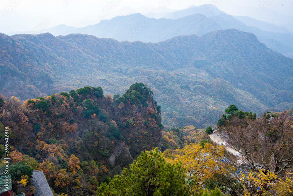 High view of Golden Palace (Palace of Harmony) is located on the highest peak in Wudang.