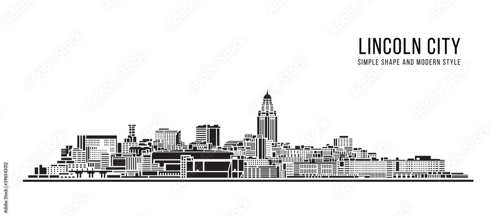 Cityscape Building Abstract Simple shape and modern style art Vector design -  Lincoln city