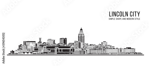 Cityscape Building Abstract Simple shape and modern style art Vector design -  Lincoln city