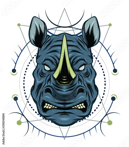 rhino rhinoceros animal mascot head vector illustration