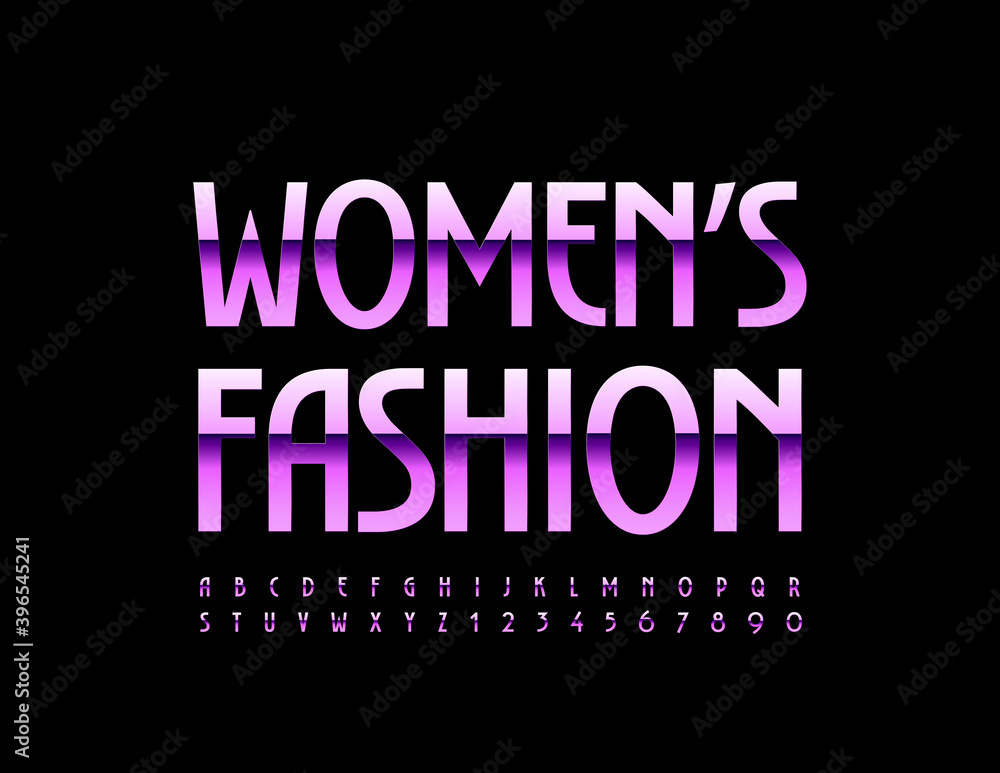 Vector glamour logo Womens Fashion. Elegant stylish Font. Chic Alphabet Letters and Numbers