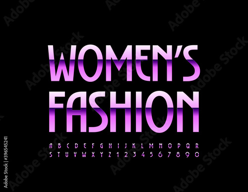 Vector glamour logo Womens Fashion. Elegant stylish Font. Chic Alphabet Letters and Numbers