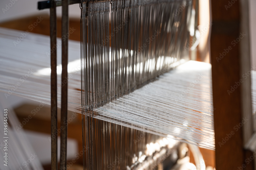 Αυτοκόλλητο Old traditional handcraft wooden weaving loom