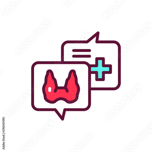 Consultation with doctor endocrinologist line icon. Isolated vector element.