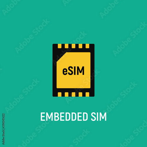 Esim chip card concept icon. Embedded sim card cellular mobile technology smart concept