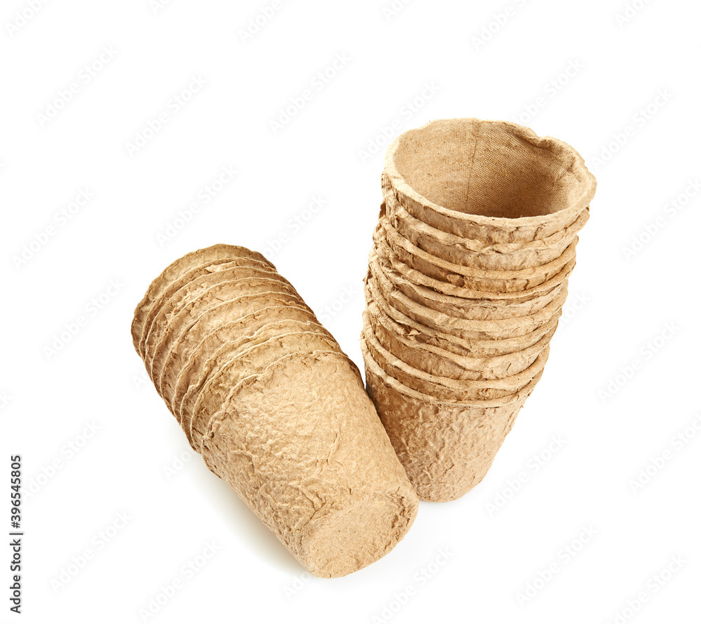 peat pot isolated on white background peat pot isolated on white background