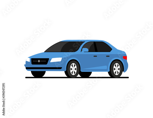 Car side vector flat icon. Car profile side view cartoon icon design isolated blue vehicle © kolonko