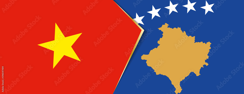 Vietnam and Kosovo flags, two vector flags. Vietnam and Kosovo flags, two vector flags.