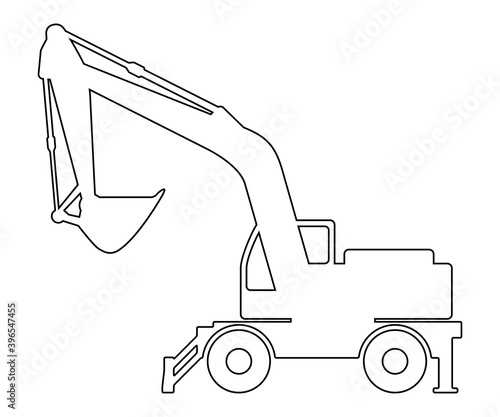 The silhouette of the excavate on a white background.