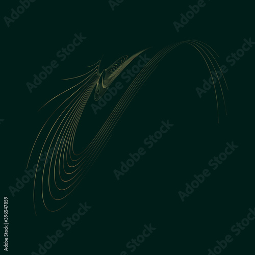 Abstract 3D circle layer black background with gold line effect © North10
