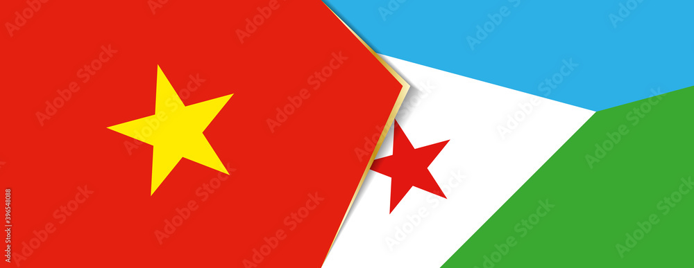 Vietnam and Djibouti flags, two vector flags. Vietnam and Djibouti flags, two vector flags.