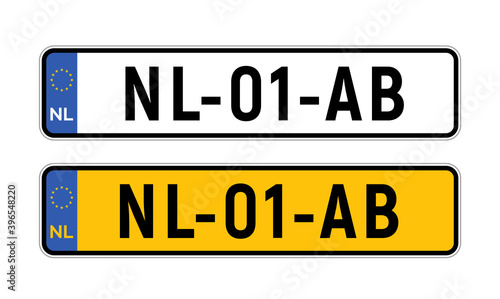 Netherlands dutch license plate. European Netherlands car auto plate number