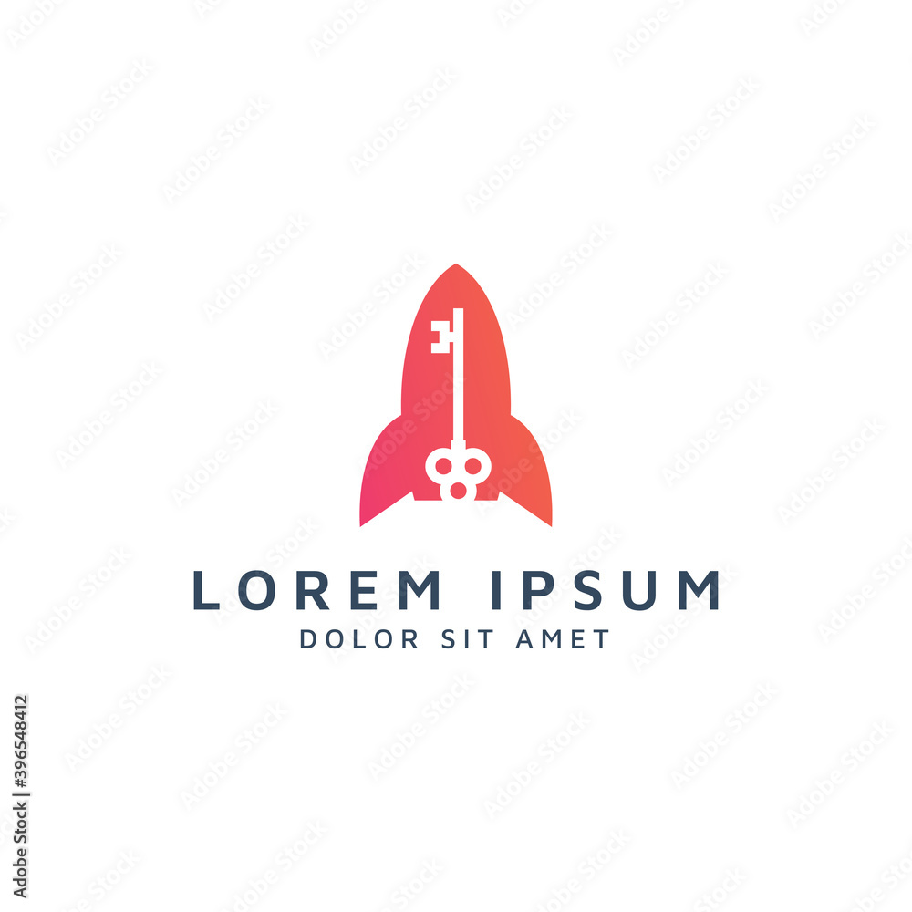 Fototapeta premium rocket and key negative space logo design