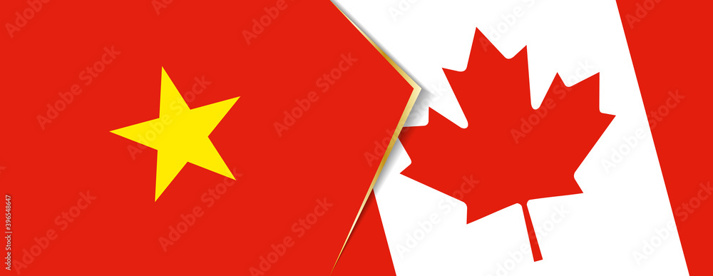 Vietnam and Canada flags, two vector flags. Vietnam and Canada flags, two vector flags.