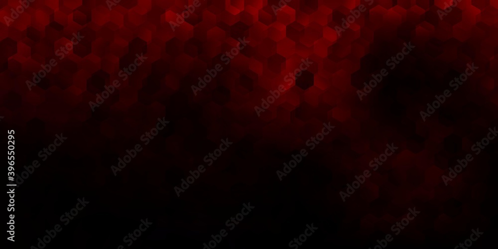 Dark red, yellow vector pattern with hexagons.