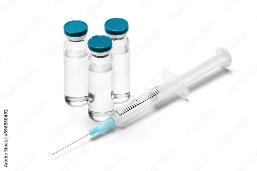 medical ampoule vials and syringe isolated on white background medical ampoule vials and syringe isolated on white background