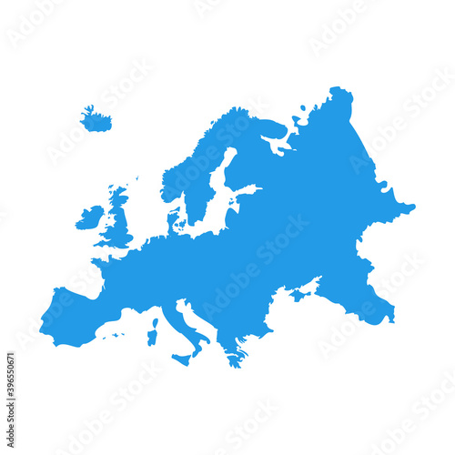 Europe map vector country border. European map eu silhouette continent illustration