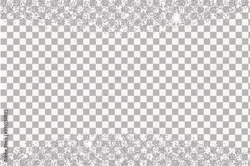 Sparkling falling silver dust.Vector horizontal background with glitter and space for text.	
