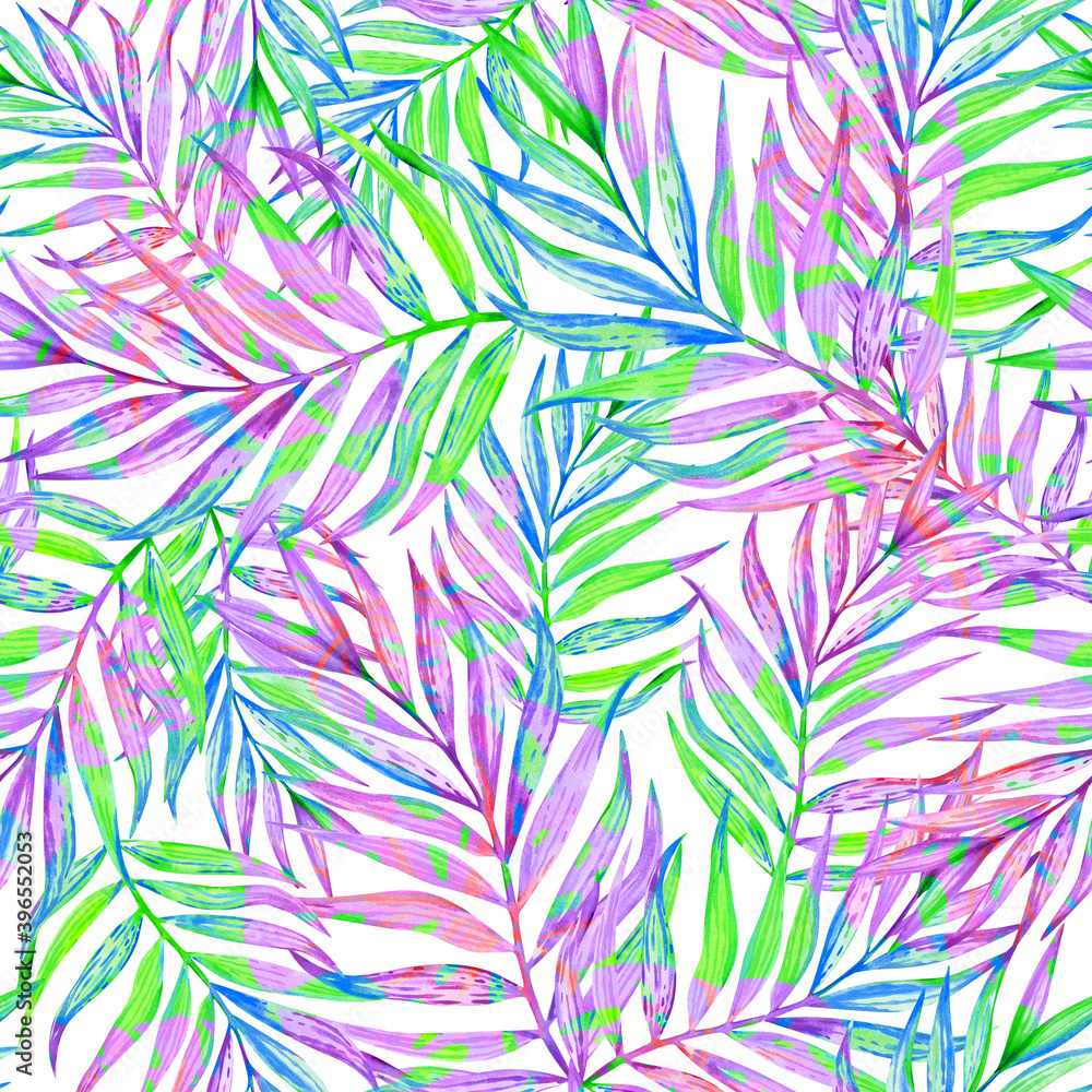 watercolor palm leaf seamless tropical pattern watercolor palm leaf seamless tropical pattern
