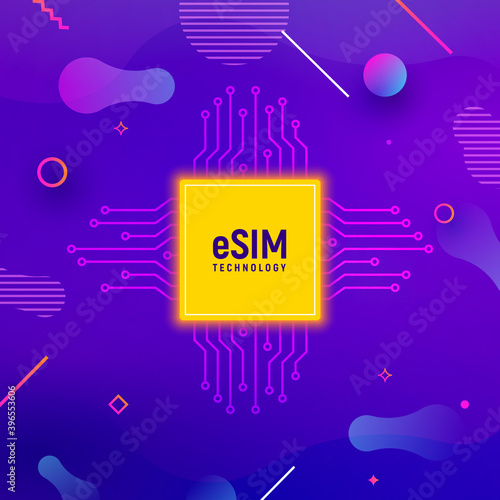 Esim chip card concept icon. Embedded sim card cellular mobile technology smart concept
