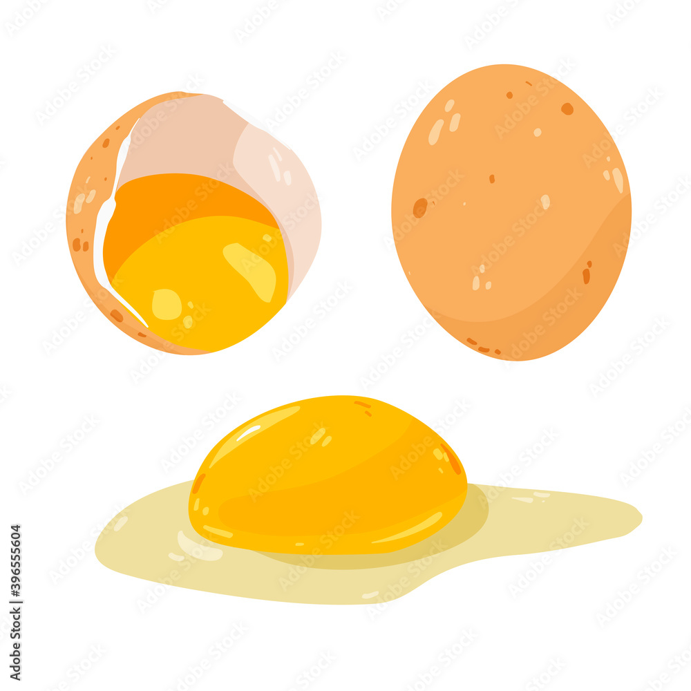 Egg yolk isolated on white vector illustration. Farm product, culinary ingredient design element. Omega source in cartoon style. Egg yolk isolated on white vector illustration. Farm product, culinary ingredient design element. Omega source in cartoon style.