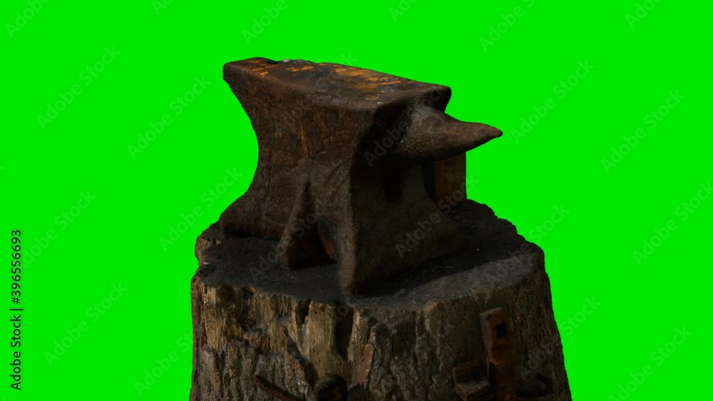 Black anvil on green chromakey background Black anvil on green chromakey background