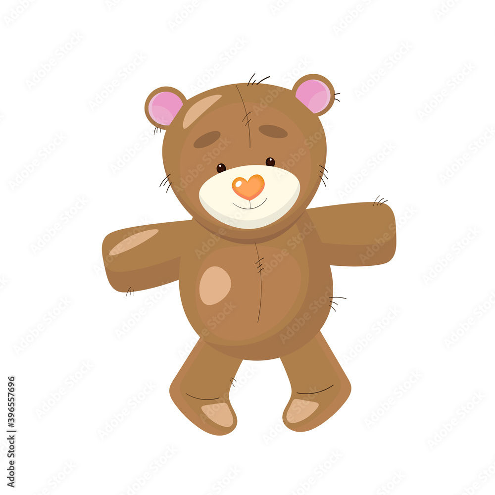 Cute plush teddy bear toy. Vector illustration. Cute plush teddy bear toy. Vector illustration.