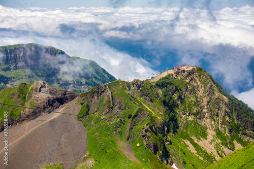 Beautiful mountain landscape with road at Caucasus mountains.