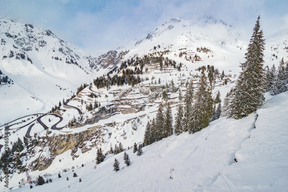 Ski slope  in ski area Arlberg