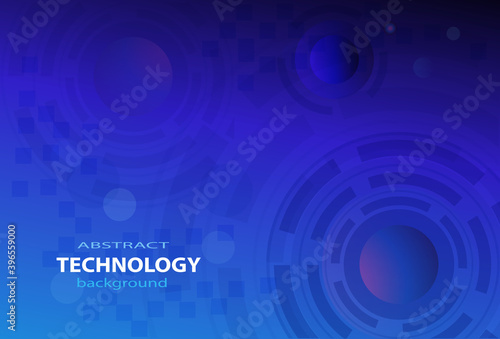 Futuristic and abstract technology dark blue background, Circle HUD head-up display interface for communication and innovation cyber concept, with line arrow gear element,