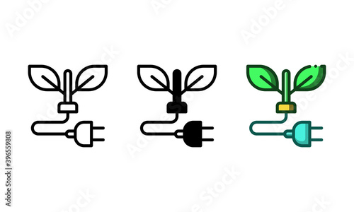 Biomass energy icon. With outline, glyph, and filled outline styles