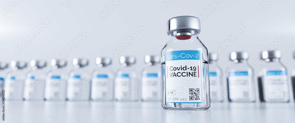 Corona-Impfstoff Vaccine vor weißem Hintergrund