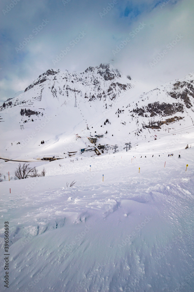 The ski resort Ski Arlberg in Austrian alps