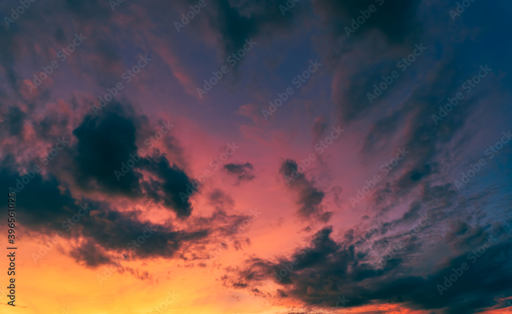 sunset sky background in the evening with clouds