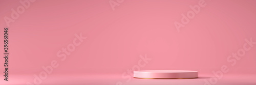 Pink product display podium for advertising 3d render