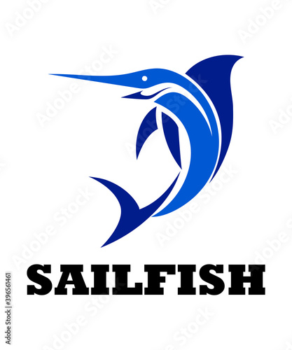 line art Vector illustration on a white background of a sailfish. Suitable for making logo.	
