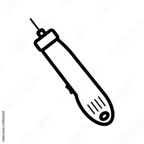 Hand tools, electric rechargeable. Vector icon for drilling and twisting. Black on white background icon