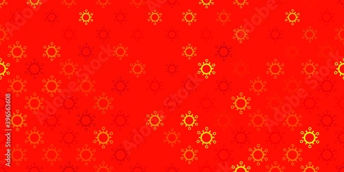 Dark red vector background with covid-19 symbols.