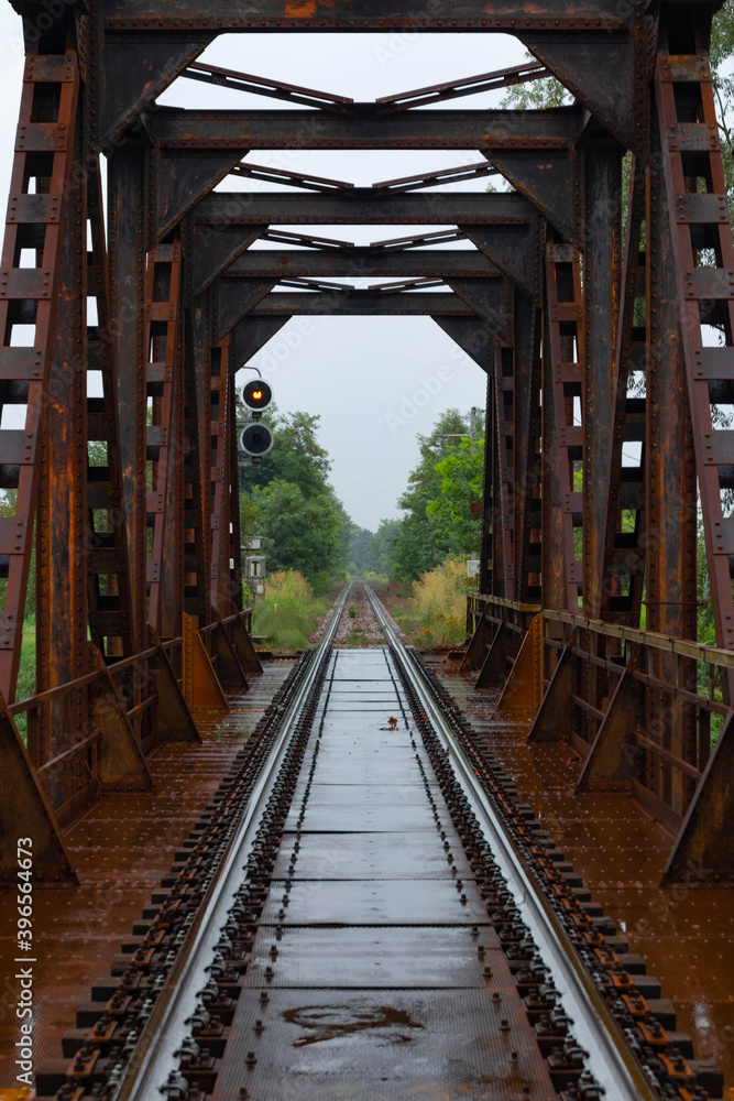 train bridge in the rain