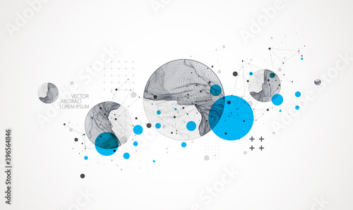 Modern science or technology elements. Trendy abstract background. Cyberspace surface illustration. Vector.