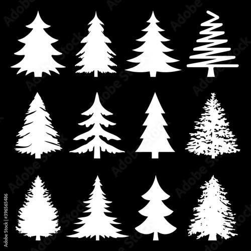 White Christmas Tree Silhouette