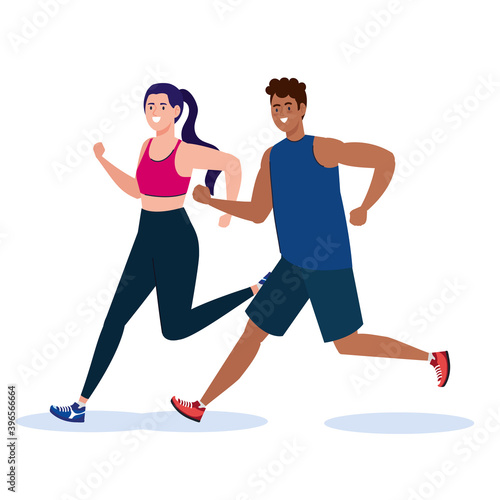 woman running with dog design, Outdoor activity theme Vector illustration