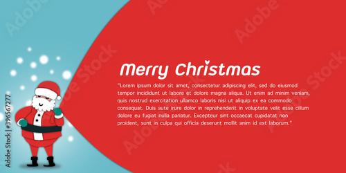 Santa Claus with a huge bag at snow.