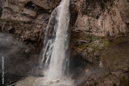 big waterfall in the mountains