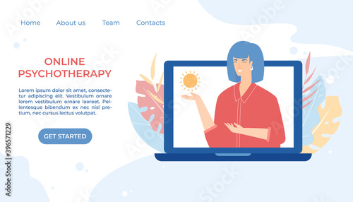 Online psychotherapy concept. Psychological counseling. Vector illustration.
