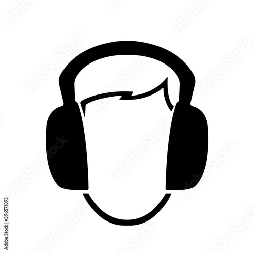Earmuff Black Icon,Vector Illustration, Isolated On White Background Label. EPS10