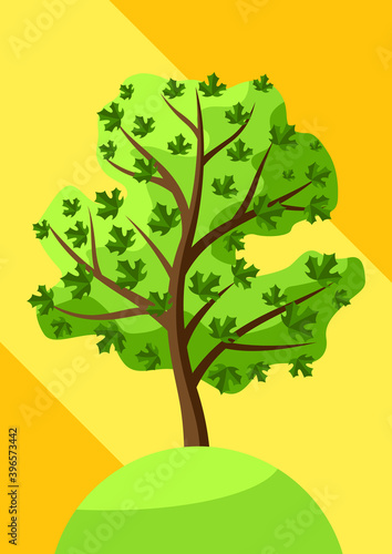 Summer tree with green leaves.