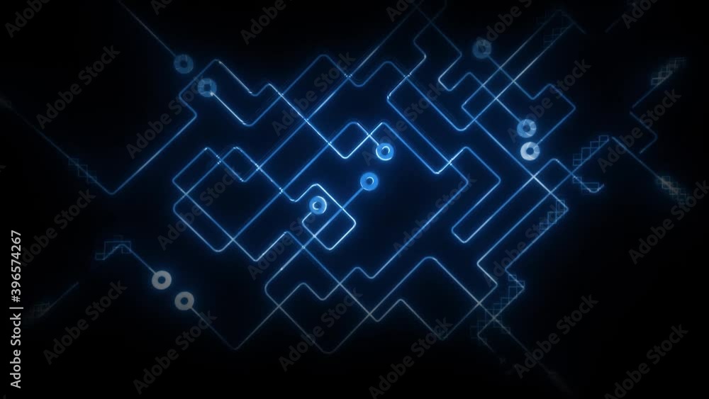 Abstract Cyber Technology Chipset Motherboard Intro Animation/ 4k animation of an abstract computer motherboard chipset technology background with glowing intro reveal effect